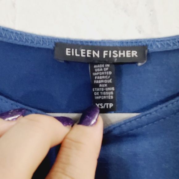 4x$25 Eileen fisher  blue stretchy oversize long sleeve crew neck shirt x-small - Picture 8 of 10